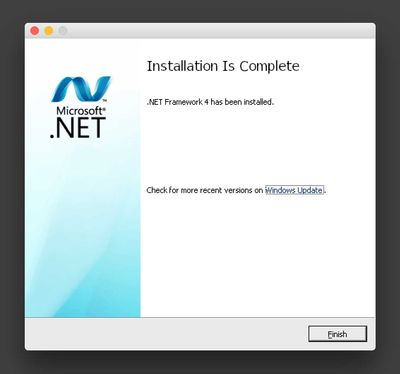 CrossOver: Microsoft .NET Framework 4 wurde installiert