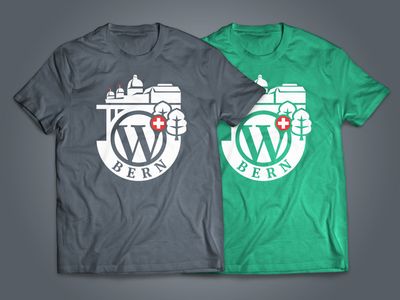 Graues und grünes T-Shirt mit Logo.