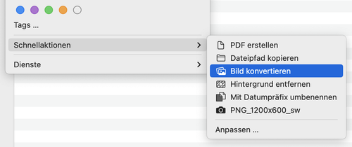 Select quick action “Convert Image” with right-click. Screenshot