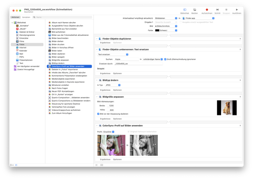 Action "Rename Finder objects: Replace text" action in the workflow. Screenshot