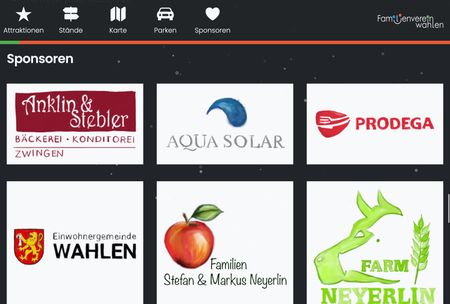 Die ersten Sponsorenlogos. Screenshot.